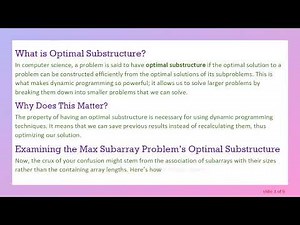 Understanding the Optimal Substructure in the Max Subarray Problem