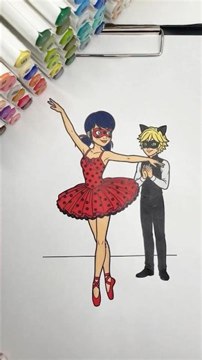 REVERSE Coloring Miraculous Ladybug Ballerina 🐞 #miraculous #reversecoloring #coloringtime #markers
