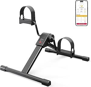 Under Desk Bike Pedal Exerciser, Portable Under Desk Cycle with Adjustable Resistance, Mini Exercise Bike for Arm and Leg Workout, Folding Peddler Machine Bicycle with LCD Monitor & Calorie Tracker