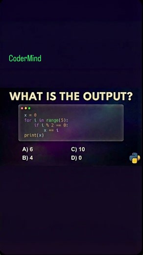 Even Numbers Only 😎 Can You Guess This Python Output? 🐍 #shorts #shortvideo #code #codermind