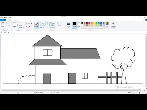 How to draw a house in computer using ms paint || house drawing.