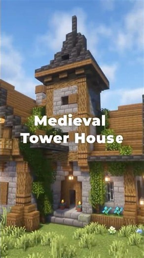 Build this Cozy Medieval Tower House in Minecraft! 🏰🔥 #shorts