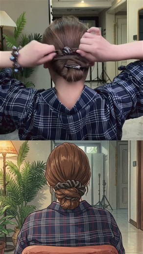 Easy & Elegant Low Bun Hairstyle Tutorial with Scrunchie / Hair Accessory