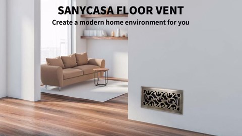 SANYCASA Black Floor Register for 4x12 Inches Holes - Heavy Duty Walkable Steel Floor Registers Adjustable Airflow Floor Vent Covers - Savannah Design - Matte Black - Air Vents Floor to Allow Walk