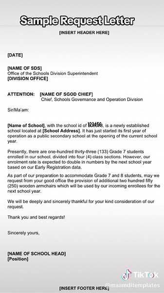 Request Letter Sample | Request for Chairs | DepEd #letter #sampleletter