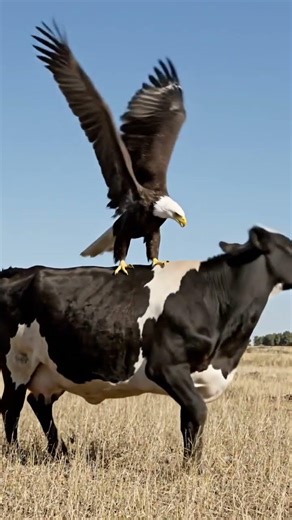 🦅 Eagle vs Cow Fight 😱 | Unexpected Animal Encounter 🐄⚡