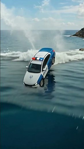 Police Car Diving Into the Ocean 🚓🌊 | Shorts #shorts