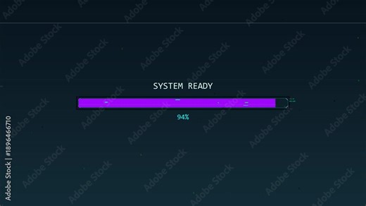 Loading bar animation shows progress reaching completion and system readiness state before starting next task or operation