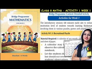 Class 8 Maths Bridge Program Course | Activity W 1.1 for Week 1 | 8th Class Maths New NCERT Book
