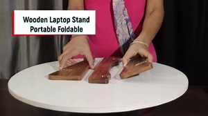 ABHANDICRAFTS Year END Sale - Wooden Laptop Stand Portable Foldable Laptop Holder for MacBook, Computer Desktop Organizer Suitable for All Laptops Sized