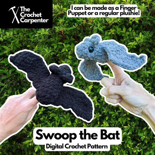 Crochet Bat PDF Pattern: Finger Puppet & Plushie (digital Download) - Etsy