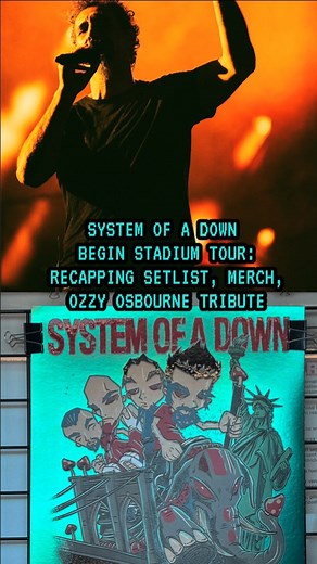 Common Revolt on Instagram: "System Of A Down just kicked off their summer stadium tour at MetLife Stadium in New Jersey last night with KORN. Recapping the first show: setlist, merch, and Ozzy Osbourne tribute in the form of a Black Sabbath cover, “Snowblind.” The group is set to perform in Chicago August 31 and September 1 with Avenged Sevenfold at Soldier Field, and two shows next week with Deftones at Rogers Stadium in Toronto (September 3rd + 5th) #systemofadown #serjtankian #korn #daronmal