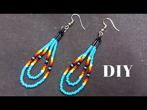 Beaded earrings/Loop beaded earrings tutorial with Seed beads