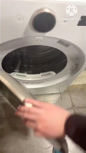 LG AI front load gas dryer white and GE General Electric profile top load washer white