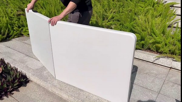 4FT（24" x 48"） Folding Table, Indoor Outdoor Heavy Duty Table with Carrying Handle,Placstic Fold up Table for Picnic, Party, Camping，Office - White (4FT)