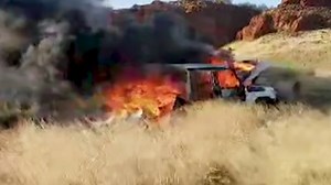 There's an increasing problem with four-wheel drives suddenly catching alight on remote outback roads. It's caused by overheating exhaust pipes coming into contact with dry grass or spinifex seeds. | ABC News