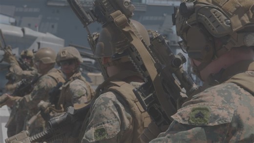 MRF-D 25.3: 2nd. Bn, 1st Marines conduct drills aboard the USS Miguel Keith