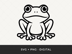 Frog SVG: Cartoon Frog Outline Clipart, Animal Cut File for Cricut and Silhouette - Etsy