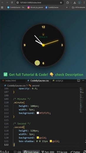 Luxury Analog Clock UI ✨ | JavaScript Project #webdevelopment #javascript #coding