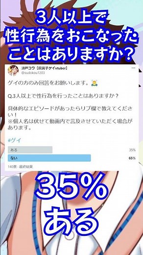 【ゲイと学ぶBL】3Pしたことあるゲイの割合はどれくらい？？#shorts 【ゲイvtuber】須戸コウ