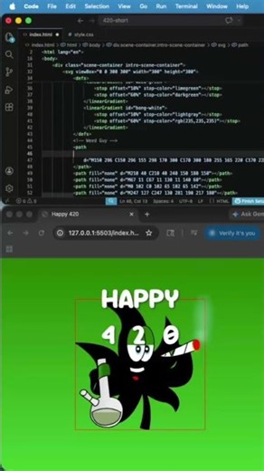 Happy 420 🌿 | SVG Animation + CSS Effects #css #svg #coding