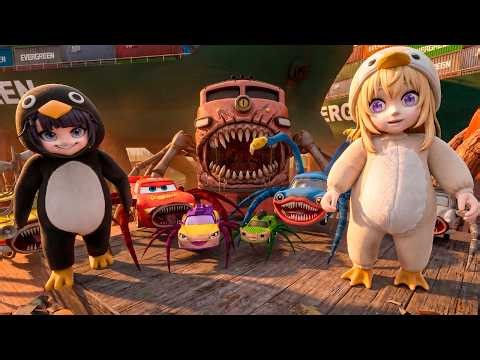Gugu Gaga Penguin vs Rumi Hamood Train CAR EATERS in Garry`s Mod Ep.5