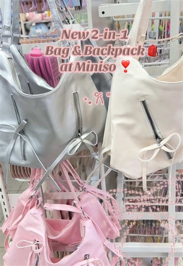 The chicest multi-use it-girl bag 👛 backpack 🎒at @MINISO United States❣️That’s peak innovation❣️Spacious yet light to travel comfortably 🧳 has multiple pockets for easy access for your daily essentials! Store your keys, lippies, & trinkets. Find them without hesitation! 🎀 Able to fit a lot with style & made with good quality materials at a good price ☑️ Where style meets comfort 💕Miniso got what you want ❣️#myminisousa #minisoambassador #miniso #bag #backpack