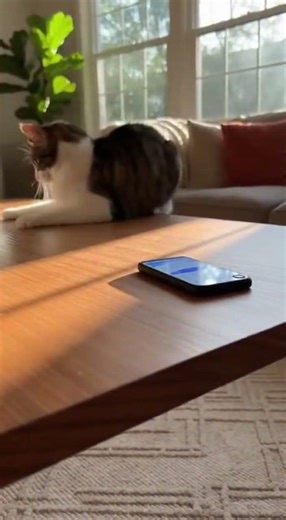 Cat Gets Startled by a Sudden Phone Vibration.