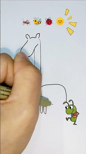 How to draw a Giraffe 🦒 step by step l Animal drawing #easydrawings #youtubeshorts