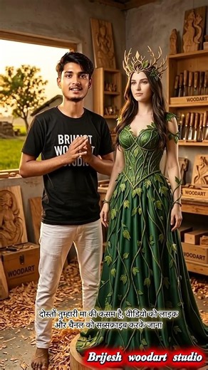 😲Maharani Inspired Wooden Statue🔥#woodcraft #woodcarving#handcarved #sculptureart#ytshorts#crafts