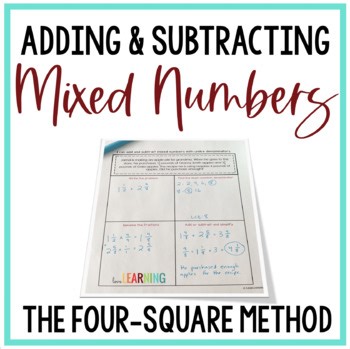 Adding and Subtracting Mixed Numbers with Unlike Denominators Slides and Notes