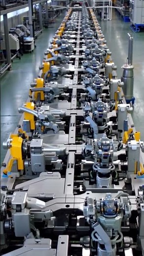 Automated Production Line with Robotic in Action within a Modern Factory!