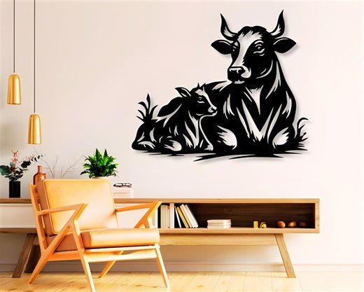 Cow Calf Svg Dxf Png Files Vector Art Cut File for Cnc Laser Plasma Cricut - Etsy