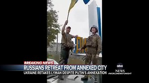 Russian forces have pulled out of the key logistical and transport hub of Lyman in Ukraine’s Donbas region even though Russia claimed to annex it hours earlier. Tom Soufi Burridge reports from Kyiv. https://abcn.ws/3fuFh7P | ABC World News Tonight with David Muir