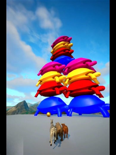 Giant Turtle Tower Crash! Who Wins ? #memes #funny #games