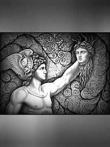 Perseus with the head of Medusa. #drawing #pencildrawing #pendrawing #visionaryart #movingart