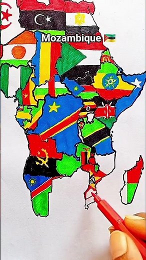 Draw Flag Map of Mozambique 🇲🇿 #mozambique