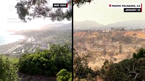 Before and after video shows extent of wildfires’ destruction in Pacific Palisades