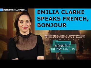 Emilia Clarke , speaks French, cute, Interview Teaser, Terminator Genisys, Game of Thrones