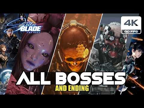 Stellar Blade - All Bosses Fight and Endings (4K 60FPS)