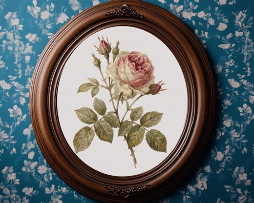 Rose Cross Stitch Pattern: Vintage Embroidery Chart (PDF Download, Pattern Keeper Compatible) - Etsy