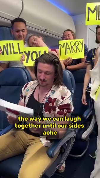 Woman Proposes to Man During Flight . . Woman carries out a stretigic plan to propose and the man of her dreams in an airplane. She gets the help of the flight attendant and passengers to help her propose. . . . #proposal #surprise #cute #love #wedding #weddingideas #travel #airplane #shesaidyes | Adrian L