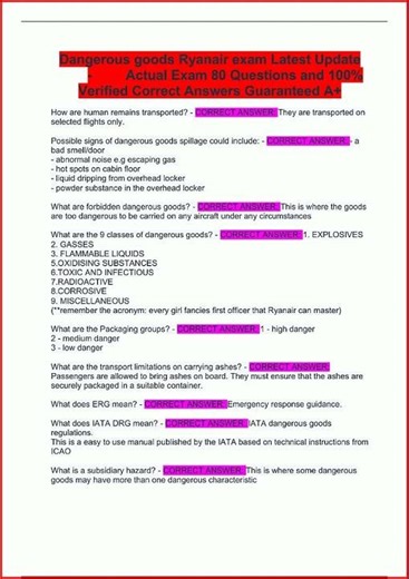 Dangerous Goods Ryanair Exam Latest Update Actual Exam 80 Qu video