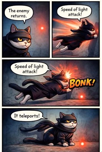 Cat Chasing a red spot Comic Strip #cat #laserpen #comicstrip #animalfunny #catfun