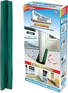 Twin Draft Guard Extreme, Door and Window Draft Stopper, Bottom-of-Door Soundproofing, Trademarked & Patented Original Under-Door Dust, Wind, Noise Draft Stopper, 36" Single (Green, Single)