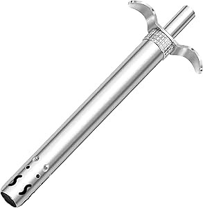 Easy Grip Premium Waterproof Stainless Steel Matt Finish Regular Gas Lighter for Gas Stove, Restaurants & Kitchen Use - Silver Matte