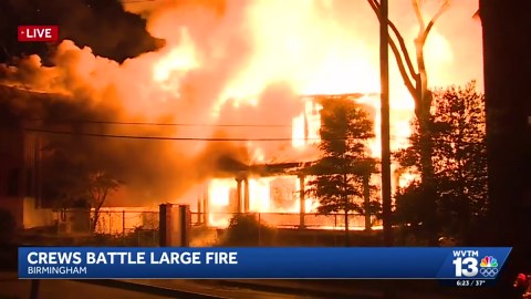 Firefighters battle large fire at businesses and apartments in Birmingham's Southside
