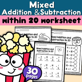 Mixed Addition and Subtraction to 20 Worksheets