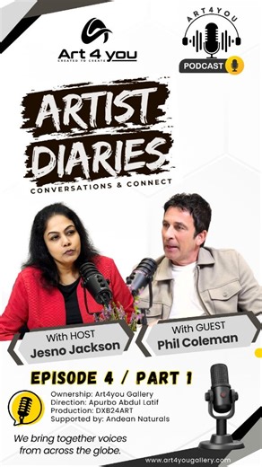 Art4you Podcast on Instagram: "🎙️ART4YOU PODCAST by Art4you Gallery - Where Creativity Finds Its Voice 🎧 Artist Diaries - Episode #4 | Phil Coleman - Artist In this Episode 4, Part 1 of Artist Diaries, Jesno Jackson sits down with Phil Colman, a multidisciplinary artist, for an engaging conversation exploring heritage, travel, and the evolution of a distinctive artistic voice. @philc.artwork Born in London to Irish and Argentinian parents, Phil shares how his multicultural roots shaped his ear