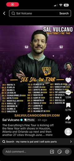 (re-uploaded because original sound got removed) Sals real tour poster video @Sal Vulcano #salvulcano #tankajahari #jacrispy #impracticaljokersclips #fyp